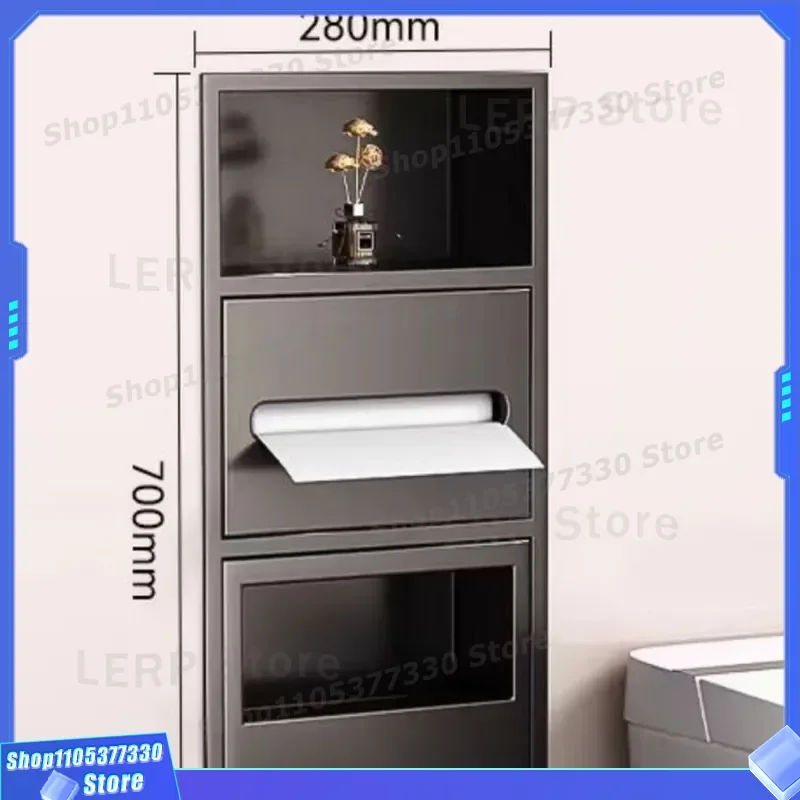 Stainless Steel Wall Mounted Toilet Paper Holder with Storage Shelf and Lid Embedded Bathroom Niche Trash Bin for Home Decor