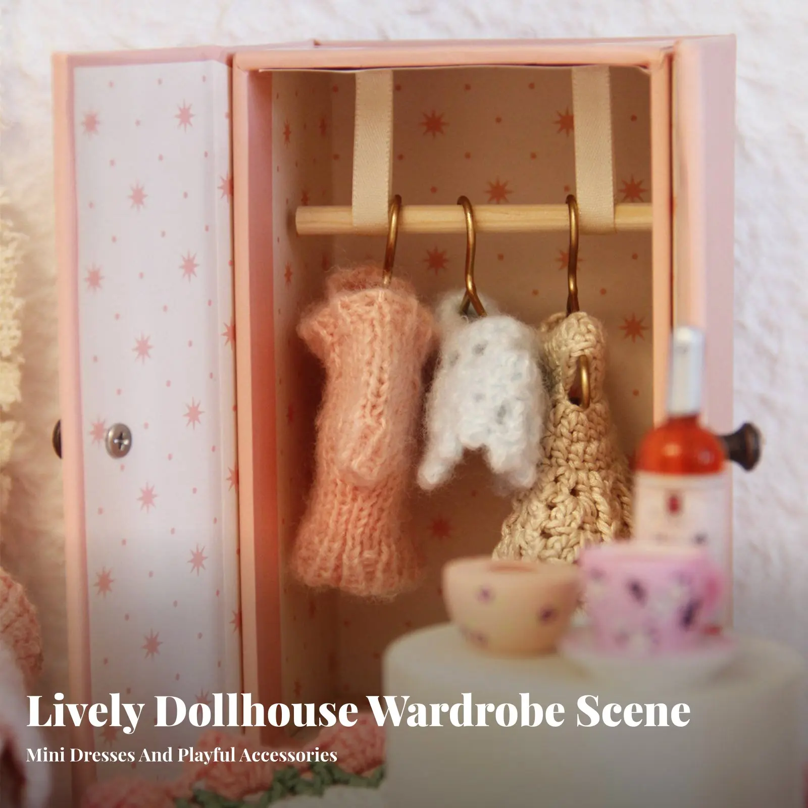 

Miniature Paper Wardrobe Vintage Design BJD Doll Armoire 1/12 Scale Doll Closet Realistic Design Miniature Wardrobe Handmade