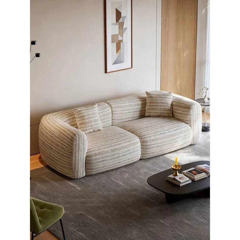 French retro fabric sofa small apartment living room cream wind straight row can be fully dismantled and washed large white sofa
