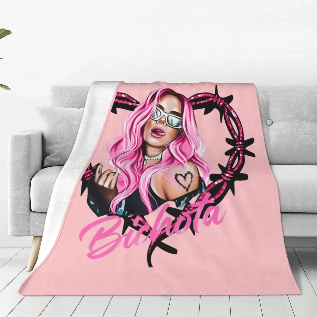 Karol G Singer Blanket Music Columbia Pink Travel Flannel Throw Blanket Warm Soft Outdoor Custom Bedspread Gift