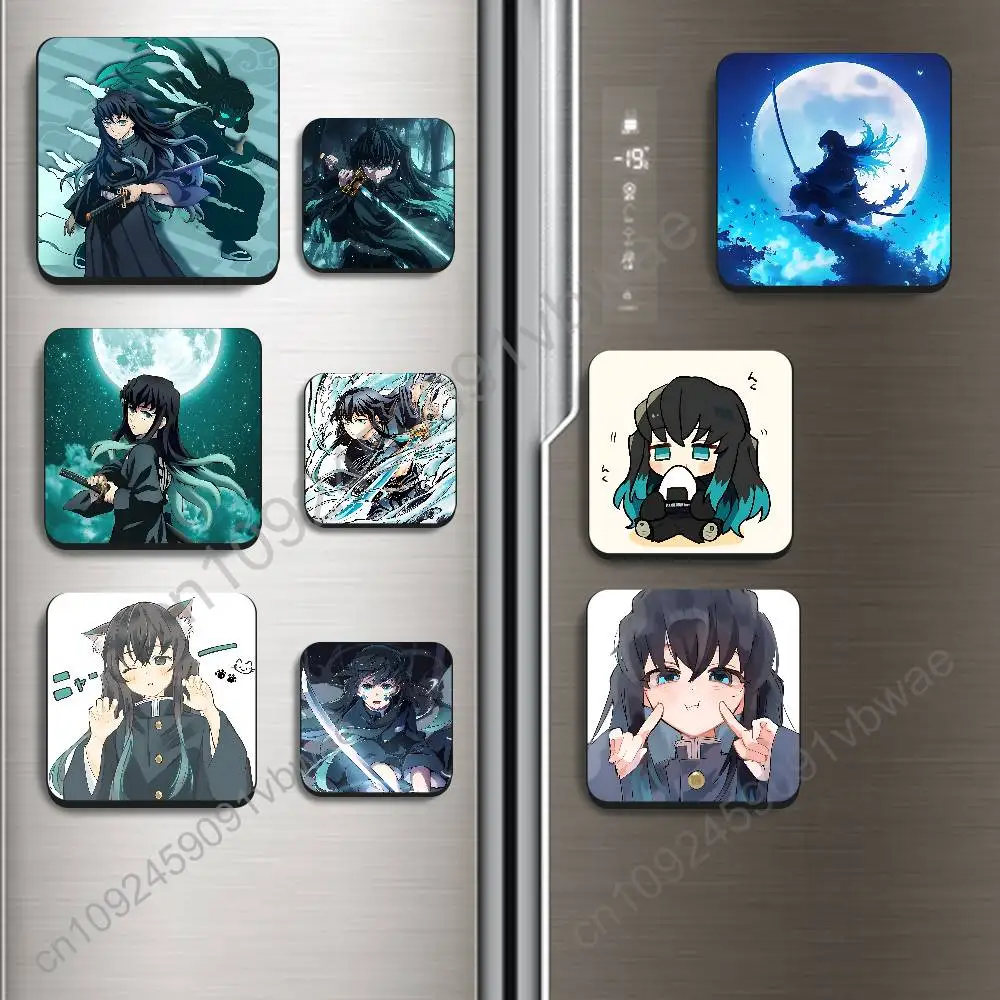 Chilly Genius teenager T-Tokito Muichiro Black Square Plastic Fridge Magnet, for Magnetic Sticker No Trace Left, Durable