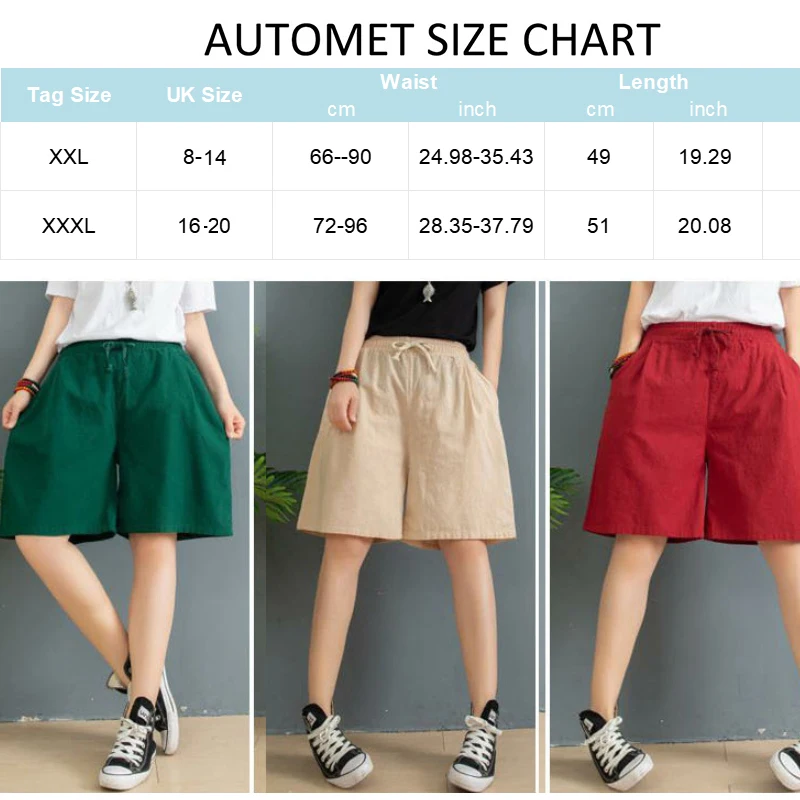 Summer Ladies Cotton Linen Wide-leg Shorts Fashion Joker Casual Elastic Waist Lace-up Shorts Korean Simple Five-point Shorts