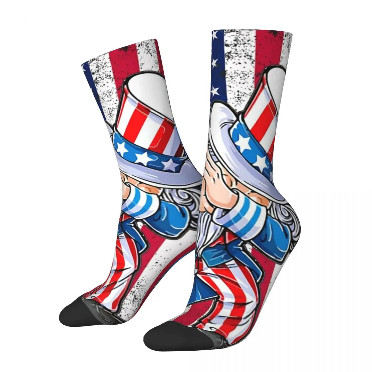 Happy Funny Men's Compression Socks Dabbing Retro Harajuku Uncle Sam Hip Hop Novelty Pattern Crew Crazy Sock Gift Printed