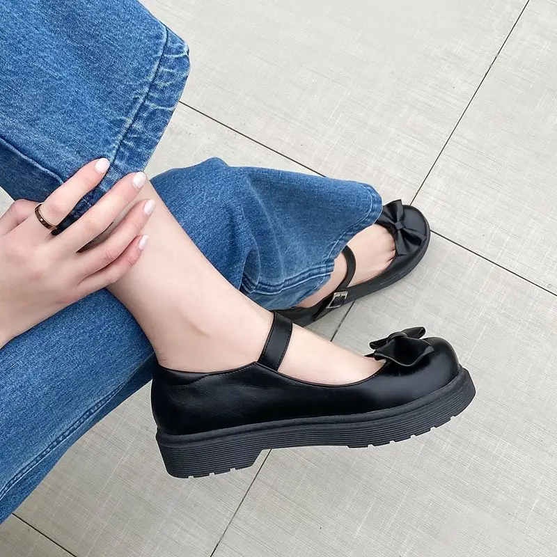 

ORCHA LISA 2026 New Fashion Women Mary Janes Flats Retro Round Toe Platform Buckle Strap Bowknot Fashion Sweet Large Size 43