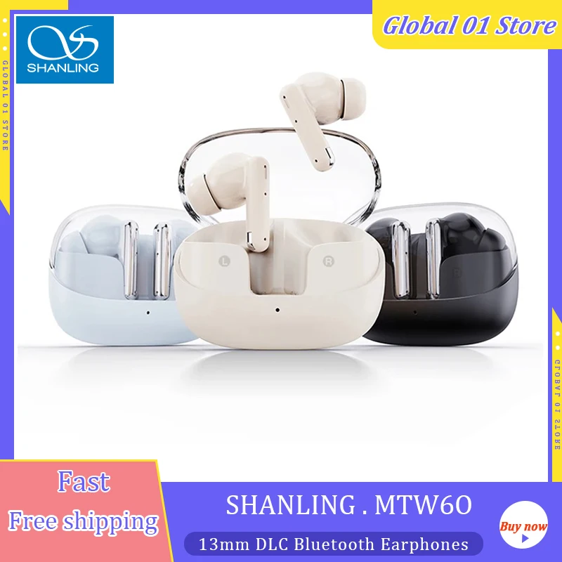 

SHANLING MTW60 True Wireless Bluetooth V5.3 Eaebuds 13mm Dynamic Driver In-Ear Earphone Active Noise Cancellation AAC SBC