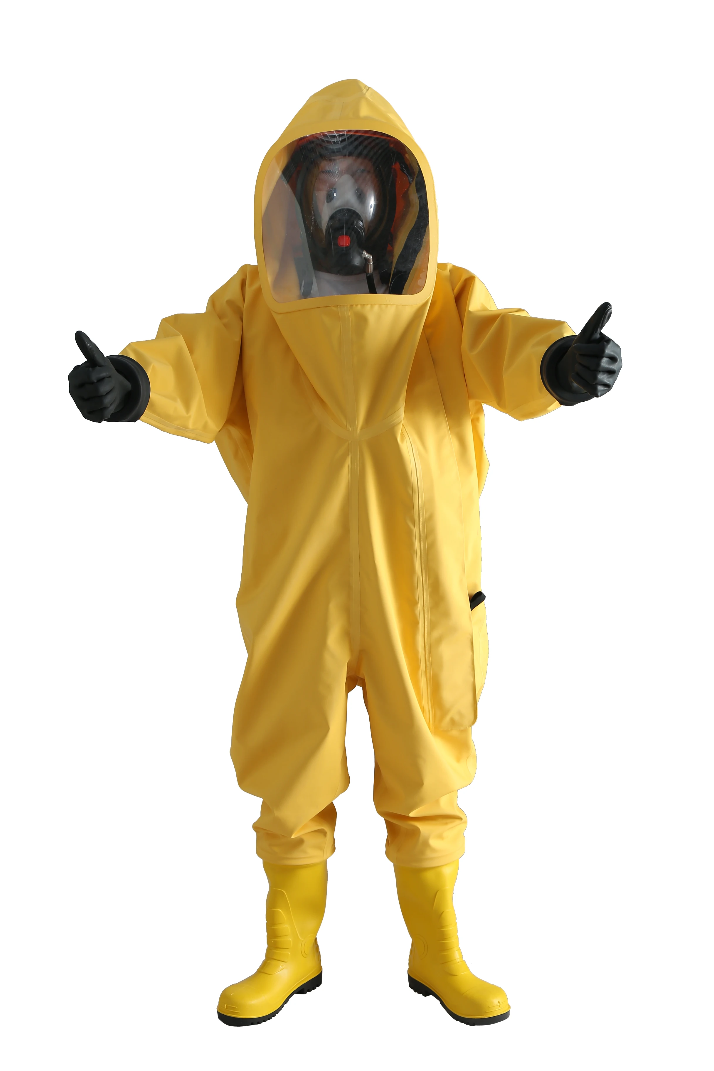 Gas Tight Chemical Protection Safety Hazmat Heavy PVC Suit
