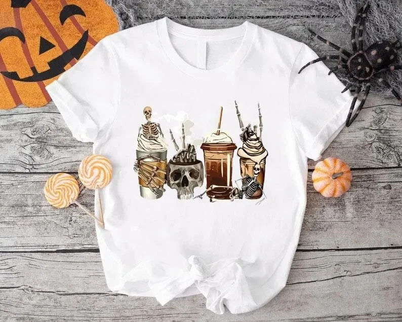 Skeleton Coffee Cups T Shirt Skull Halloween Lover Spooky Cup Teacher