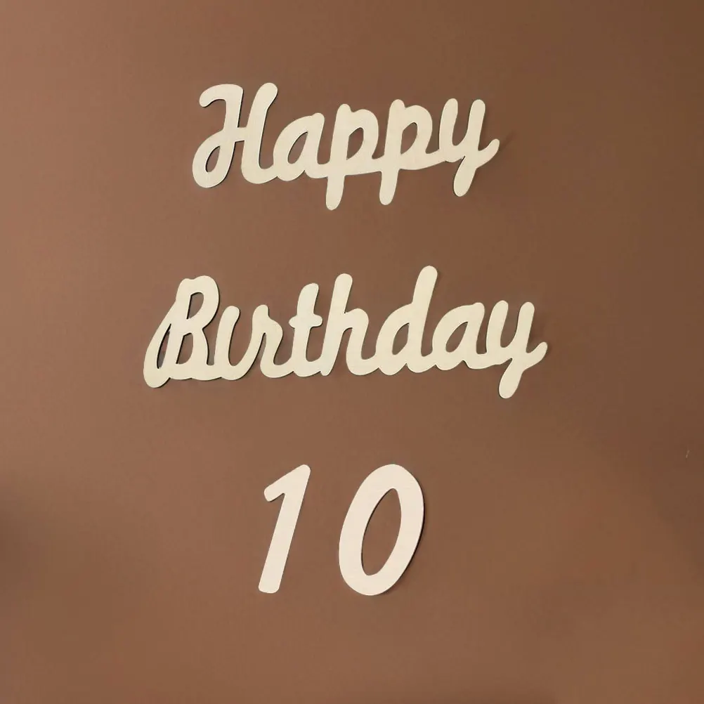 

Wooden Sign Cutouts for Birthday Decor 100 Days Ornament Beige Happy Birthday Party Wooden Decoration Reusable Crafted