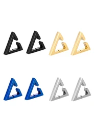 2PC Punk stainless steel non-piercing triangle earring Clip False triangle ear hoops Hip Hop ear accessories for men and women