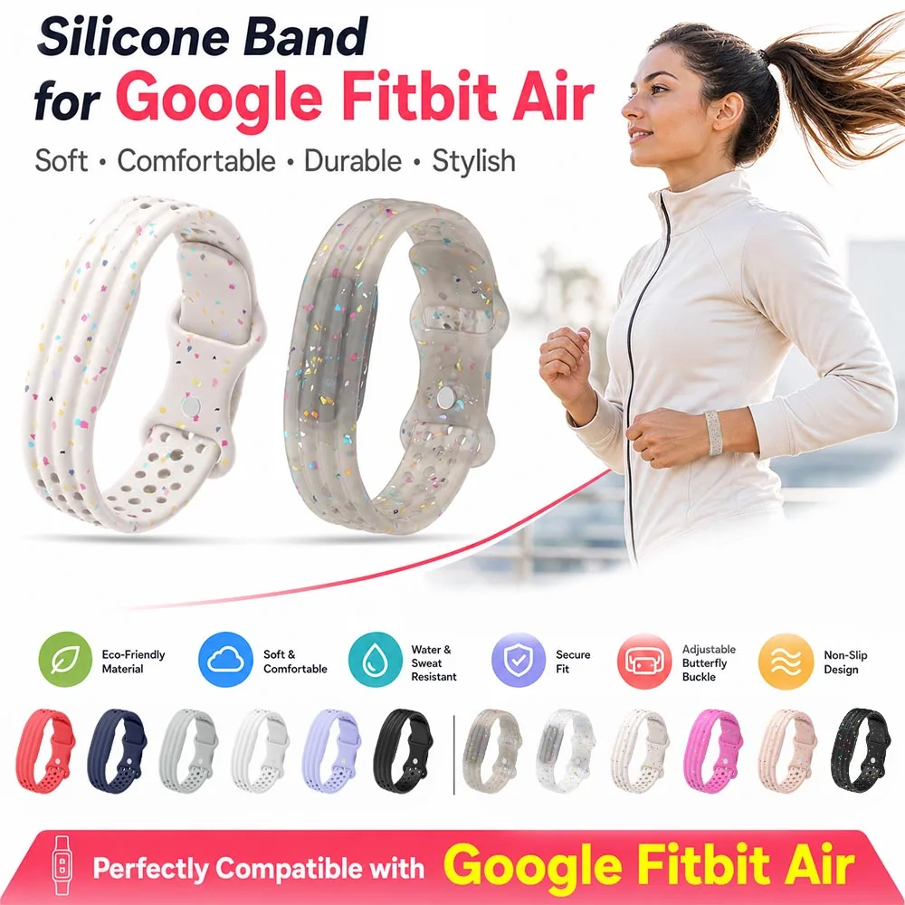 Breathable Silicone Strap for Google Fitbit Air Band Comfortable Silicone Sport Replacement Band for Google Fitbit Air Accessory