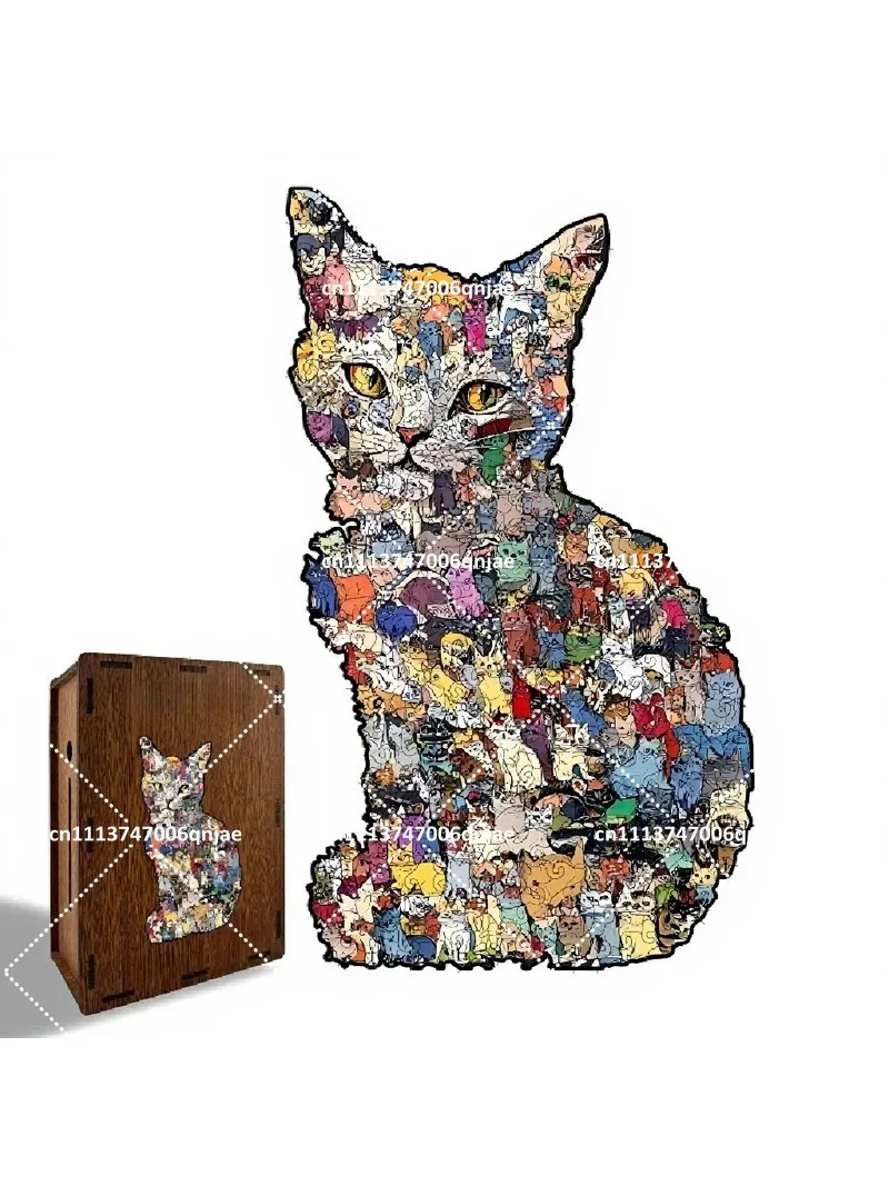 High Difficulty Alien Wooden Kitten Puzzle, Super Challenging Cat Puzzle for Adults