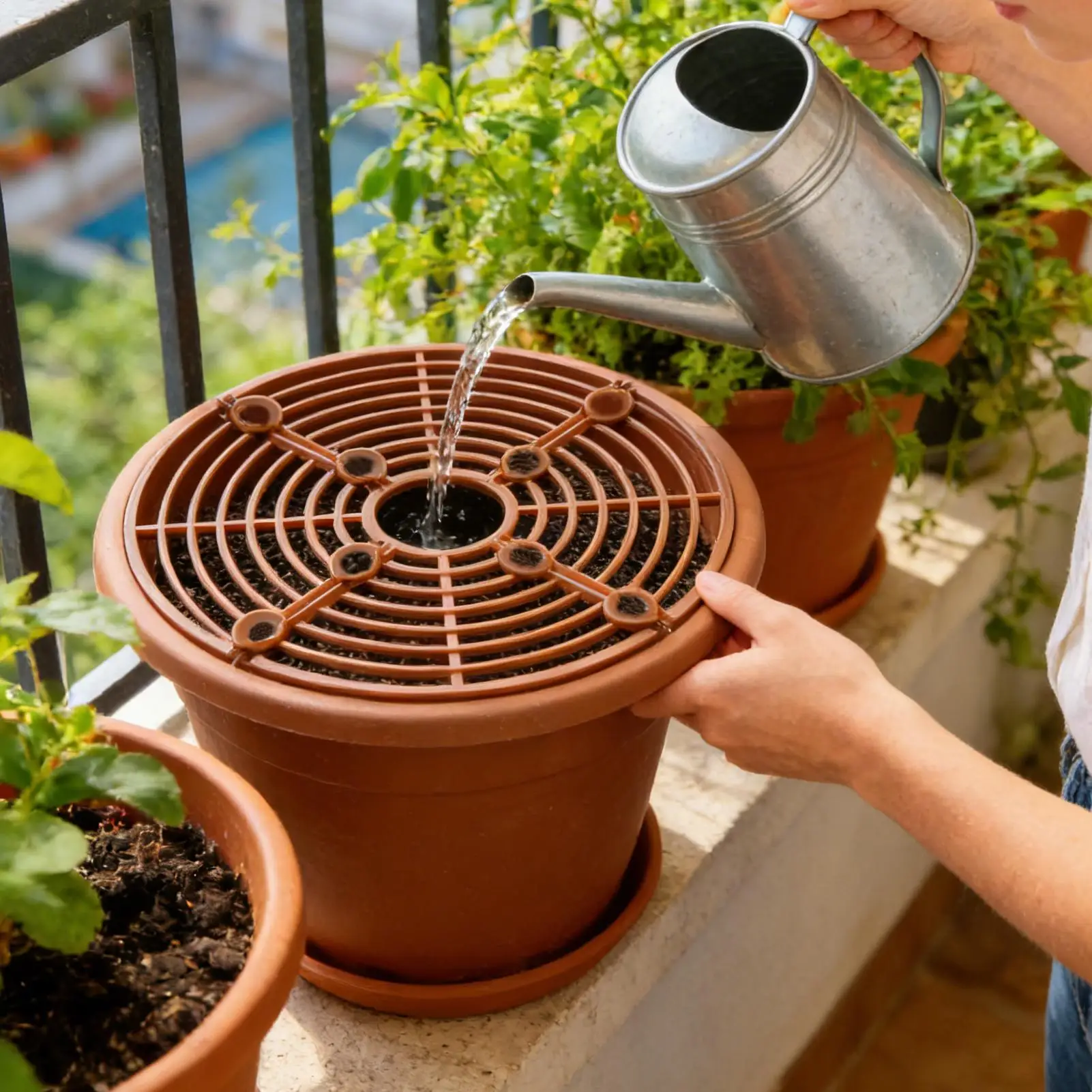 Practical Flower Pot Cover Potted Plant Protection Mesh Cuttable Multi-use Soil Guard Cover Planter Plant Root