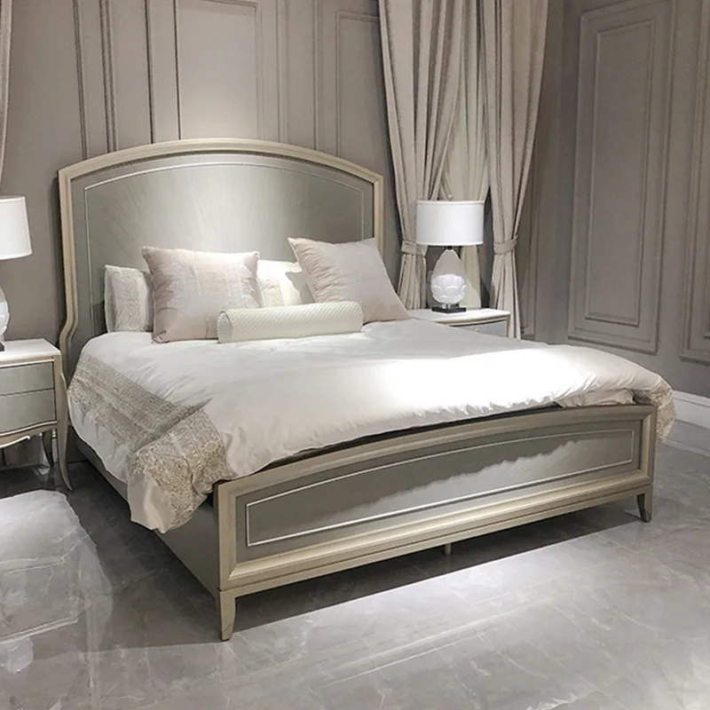 

Customized, French retro solid wood bed with modern minimalism