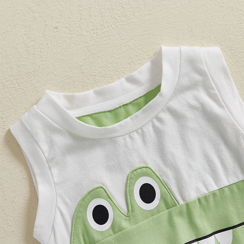 Baby Dinosaur Tank Romper Cute Sleeveless Bodysuit with Tail Casual Summer Clothes