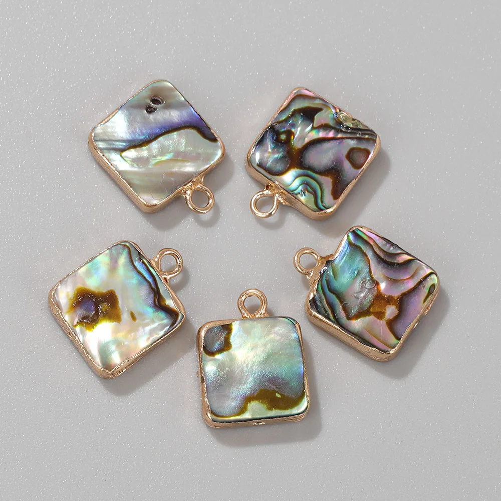 2PCS Natural Abalone Shell Pendant Charms for Jewelry Making