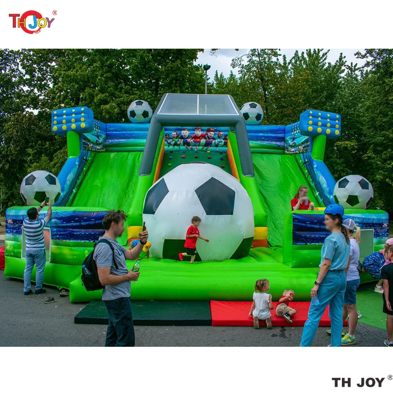 Newest Design Inflatable Jumping House Football Castle Soccer Bouncy Castle with Slide