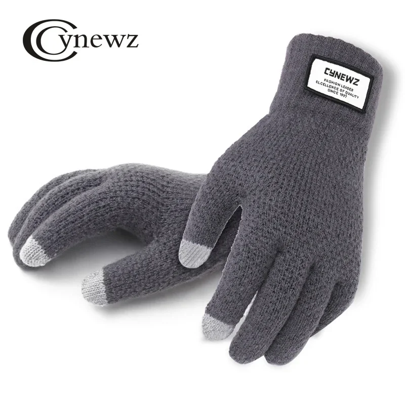 Winter Men Knitted Gloves Touch Screen High Quality Male Thicken Warm Wool Cashmere Solid Gloves Autumn Men Mitten Business