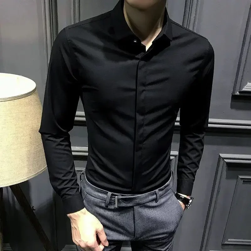 Man Shirt Plain Business Green Shirts for Men Cheap Brand Slim Fit Original Xxl Things Comfortable with Sleeves Elegant Summer