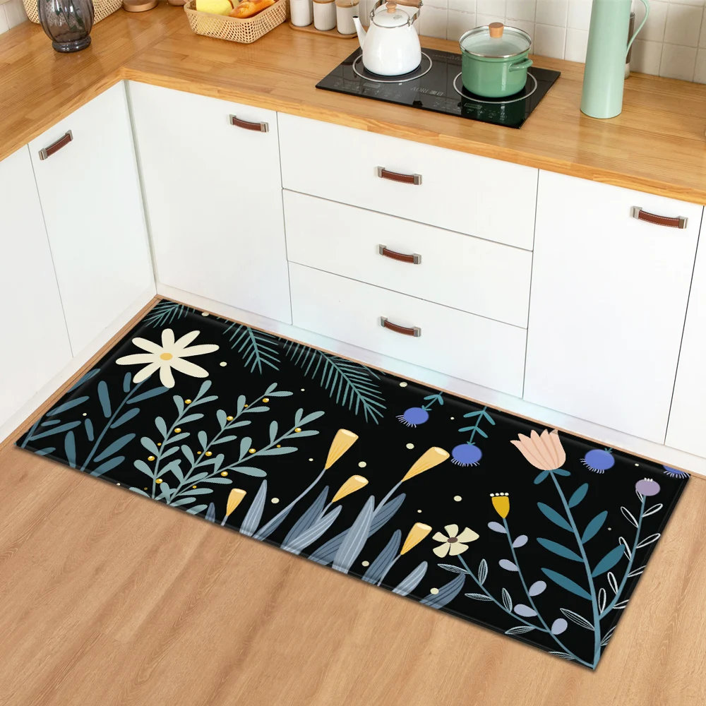 3D Print Peony Flower Pattern Living Room Rugs Home Decor Kitchen Floor Mat Entrance Carpet Door Mat Non-slip Bathroom Mat Tapis