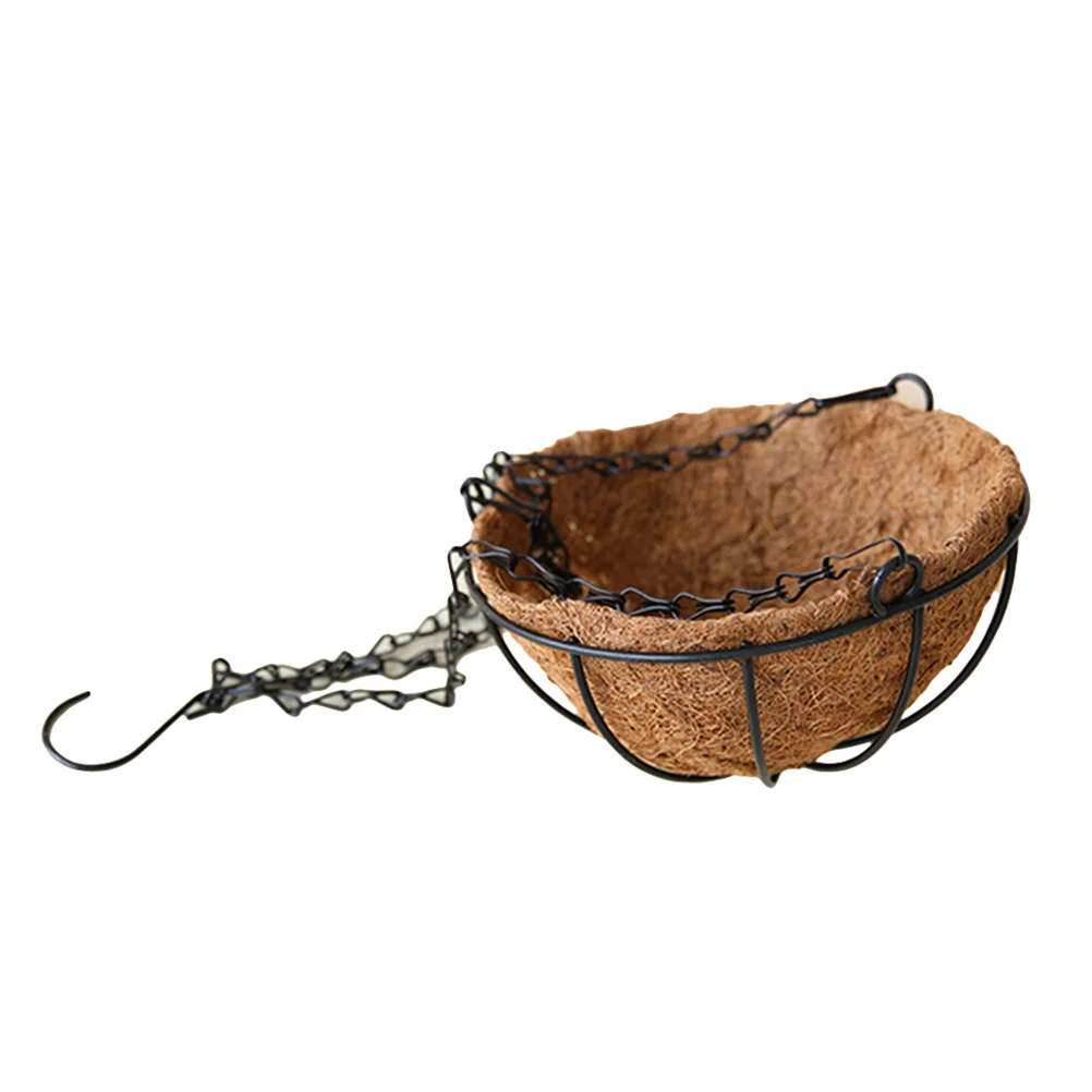 

30Cm Metal Hanging Planter Coconut Basket Round Wire Plant Holder Waterproof Handmade Decorative Flower Pot For Indoor Outdoor