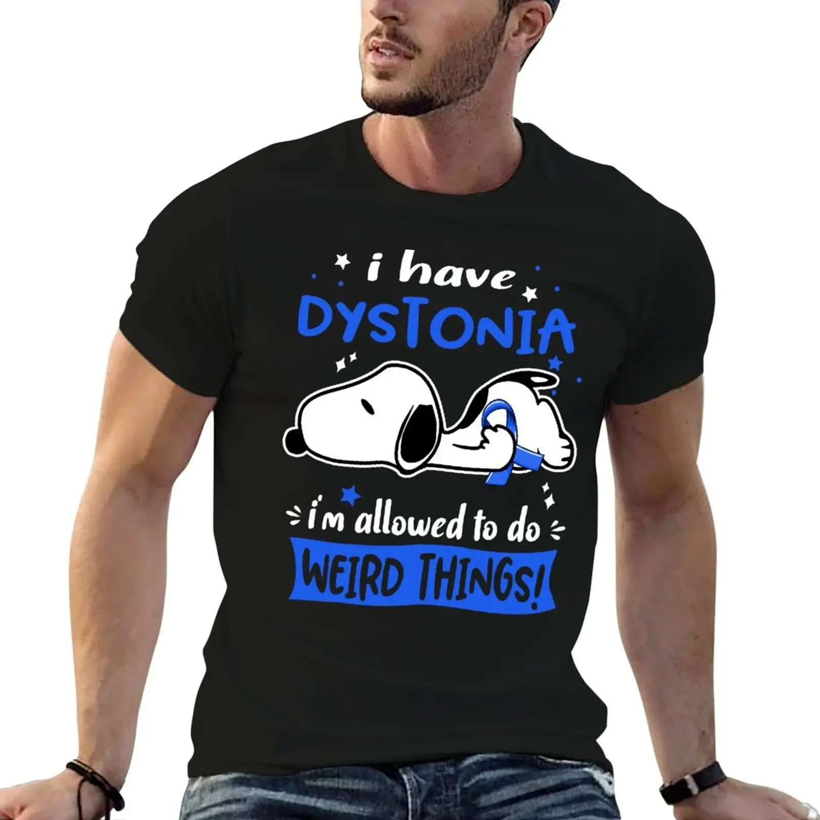 

I Have Dystonia I Am Allowed To Do WEIRD THINGS! T-Shirt oversized aesthetic clothes graphic t shirt vintage Men's clothing