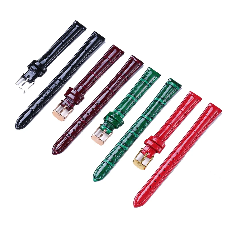 *high quality* Leather Watch strap 10mm 12mm 14mm 16mm 18mm 20mm bright Watch Band For Women watch strap shining