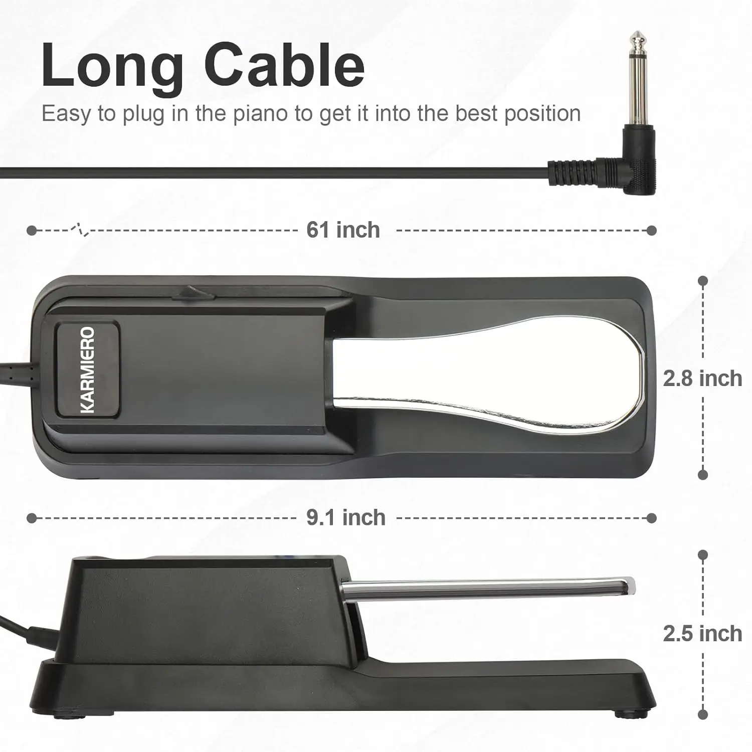 Universal Sustain Pedal for Keyboard with Polarity Switch, 1/4