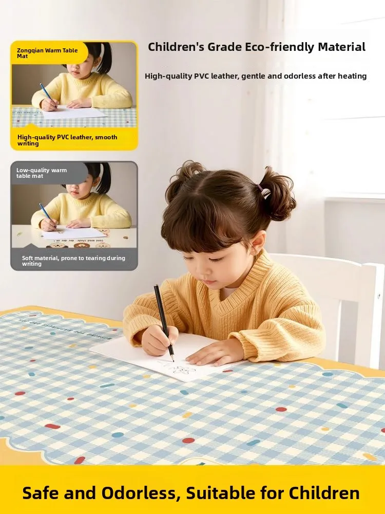 Heated Mouse Pad Cream Style Office Desk Mat Winter Warm Hand Heating Pad PVC Material Rectangular Shape Anti-Slip Surface