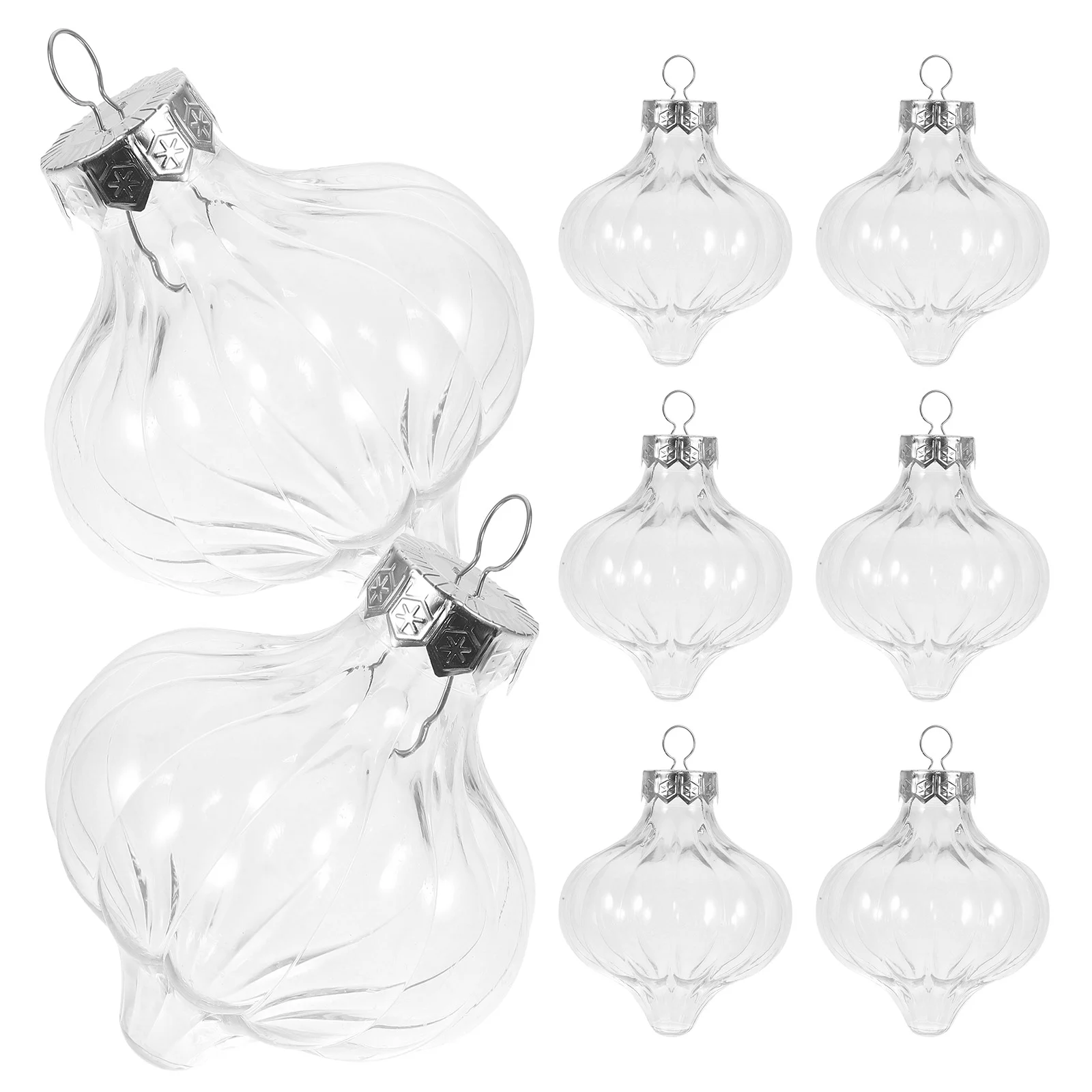 

8 Pcs Christmas Drink Balls Transparent Plastic Empty Tree Hanging Ornaments Shatterproof Onion Light Bulbs