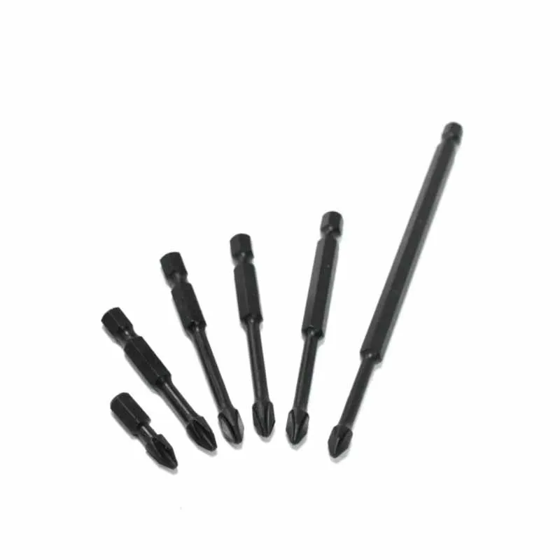 1/5Pcs S2เหล็กสีดำ Cross Hex Shank Allen ประแจ Strong Hexagon Magnetic หกเหลี่ยมไขควง25-150มม.