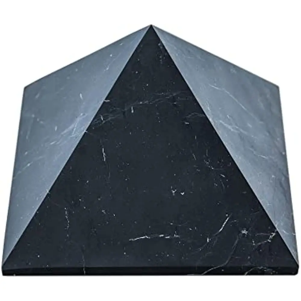 Genuine Natural Shungite Pyramid Tower Energy Crystals Raw Gemstone Point Stone,Healing Chakra Balancing Radiation 1pc