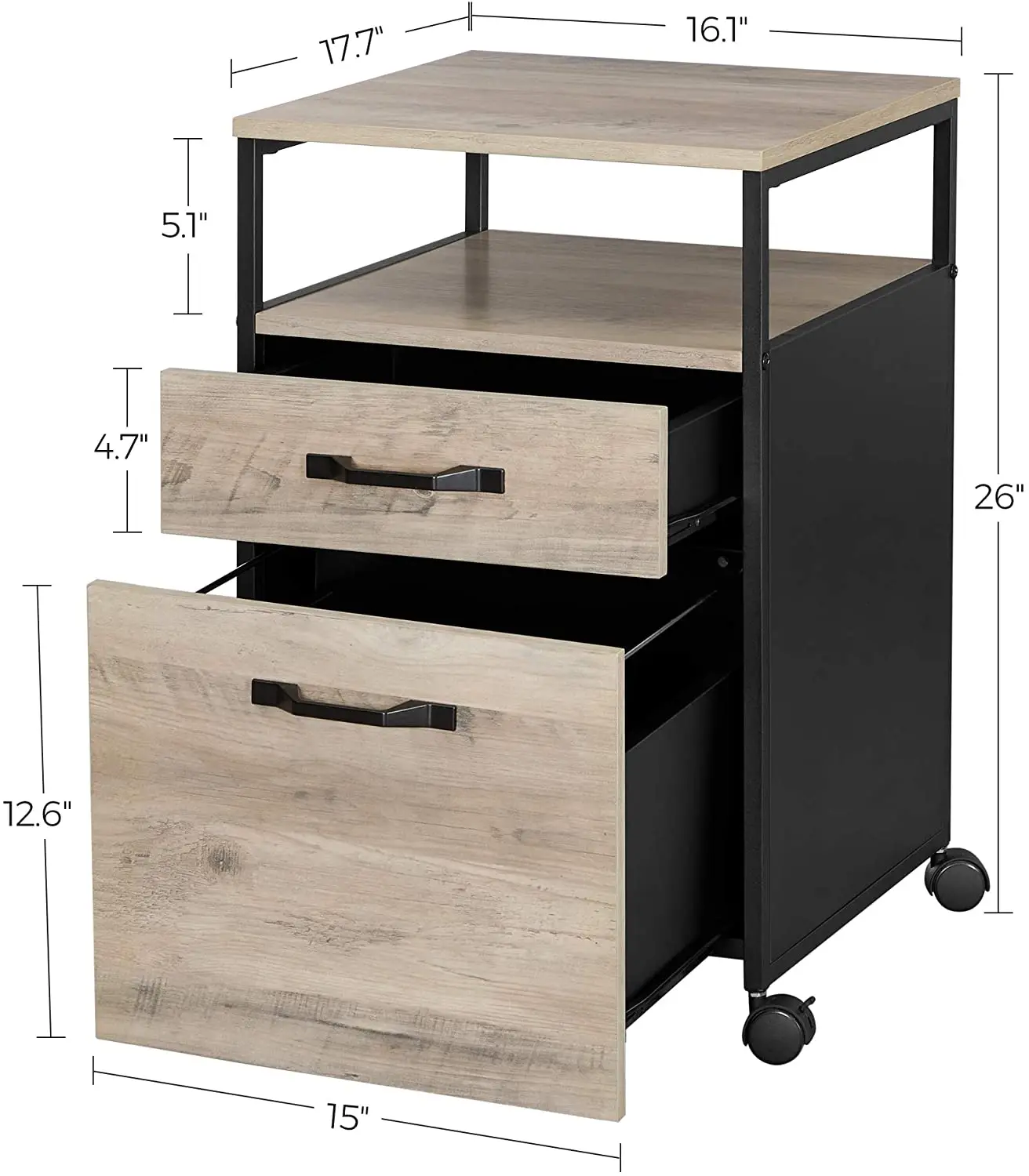 Rolling File Cabinet With 2 Drawers Office Cabinet On Wheels Letter/A4/Legal Size Mobile Filing Cabinet With Steel