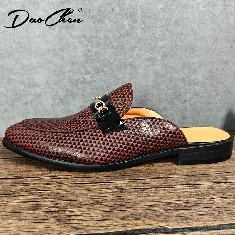 Summer Breathable Shoes Men Fashion Genuine Leather Half Shoes Slip on Moccasins Casual Italian Style Luxury Brand Half Loafers