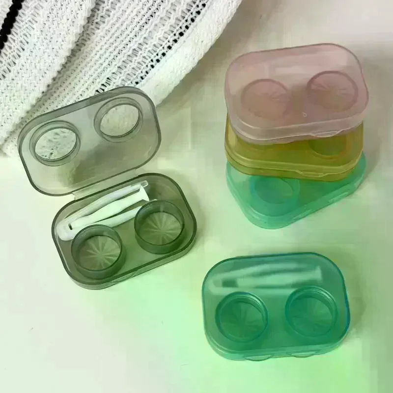 Ins Contact Lens Box Portable Transparent Minimally Integrated Companion Box Travel Contact Lens Case With Tweezers 1Pc