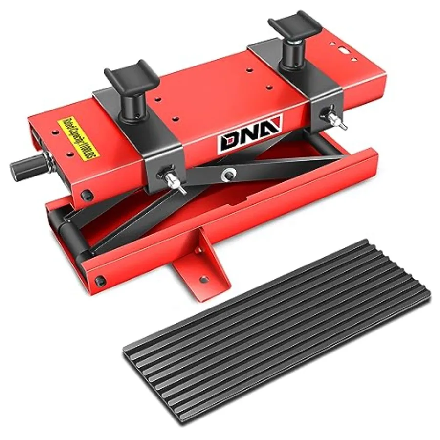 

Steel Motorcycle ATV Scissor Lift Jack Hoist Stand with Saddle and Rubber Pad 2-in-1 1100lbs 500KG 3.7-14.8" Lifting Range TOOL
