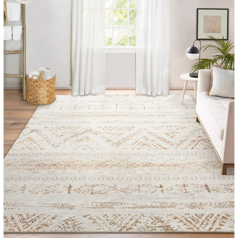 

Area Rug (5x7) Living Room Carpet Bedroom Rugs, Home Office Nursery Low Pile Decor Under Kitchen, for Table Light Brown, Carpet