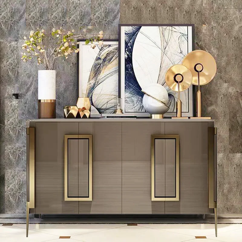 Postmodern light luxury entrance solid wood dining side cabinet Nordic neoclassical home locker
