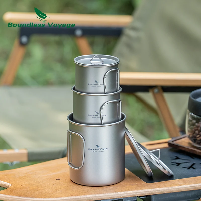Boundless Voyage Titanium Camping Mug with Lid Stackable Cup Travel Tableware for Backpacking, Hiking, Home Use gallery 5