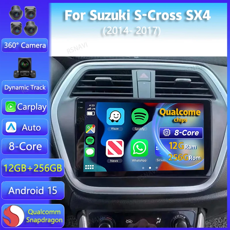 

Android 15 Carplay Auto WIFI + 4G для Suzuki S-Cross SX4 2014 2015 2016 2017, автомобильный радиоприемник, мультимедийный плеер, GPS, стерео, 2din, головное устройство