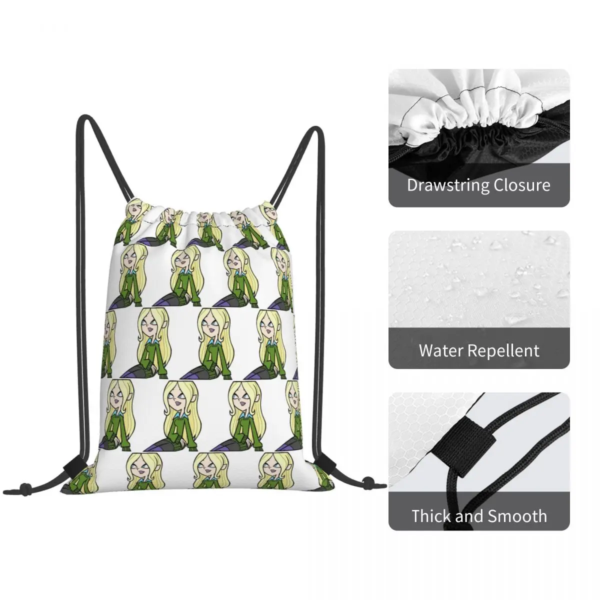 Dawn - Total Drama Backpacks Multi-function Drawstring Bundle Pocket Storage Bag Book Bags for Man Woman School