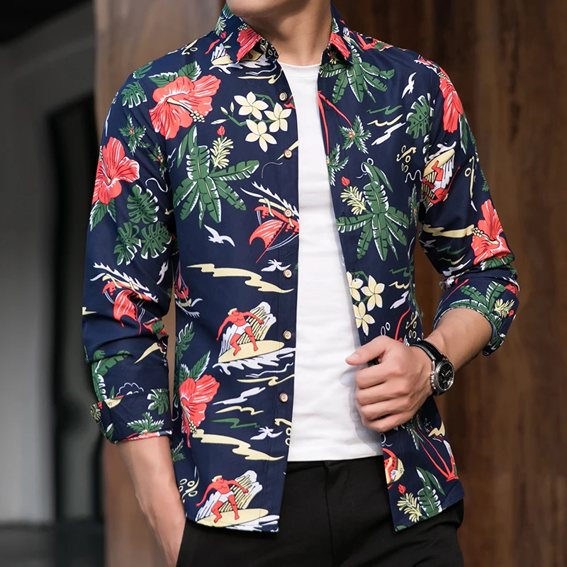 Men's Fashion 2022 Autumn Spring Clothes Shirt Long Sleeves Plus Size 5XL 6XL 7XL Hawaiian Beach Casual Floral Shirt For Man