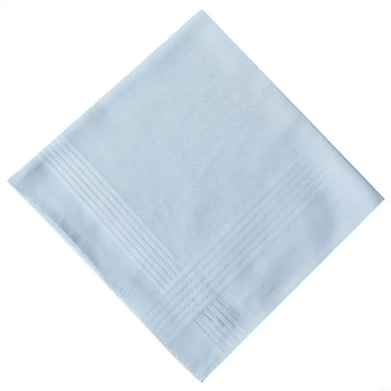 C71F 40x40CM White Handkerchief Towel for Adult Big Pocket Square Multiuse Face Towel Men Sweat Wiping Hankie Set of 6PCS