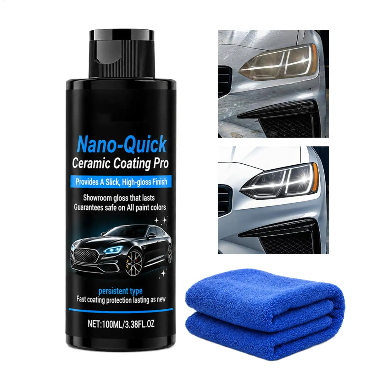 100ml Nano Ceramic Coating Agent, High Gloss Dust-Proof Quick Coat Restorer for Cars, Trucks & SUVs, Auto Paint Sealant
