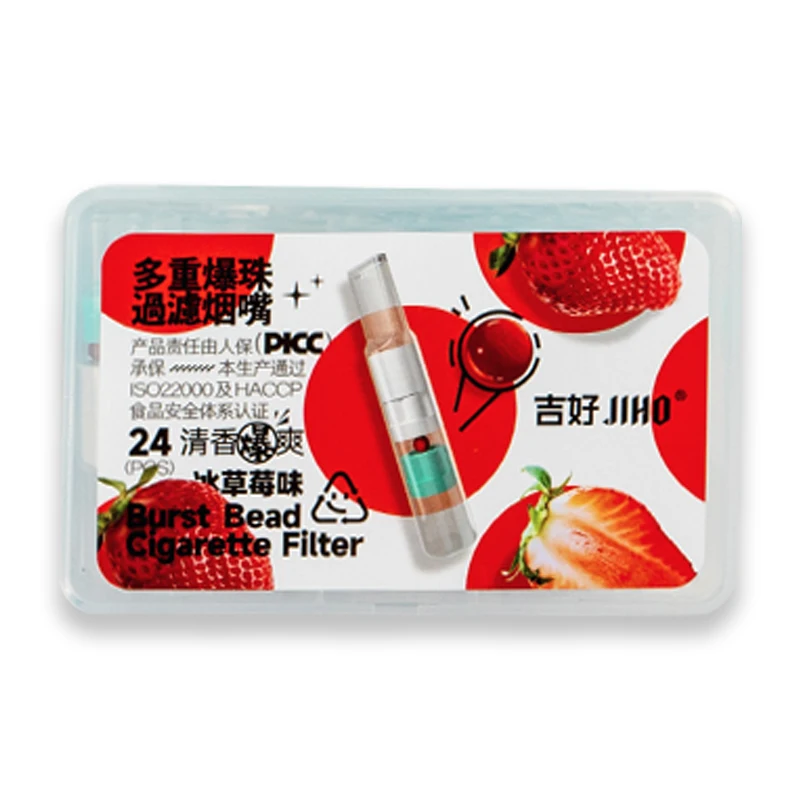 

Strawberry Flavor Burst Bead Cigarette Filters, Disposable Pop Mouthpiece handy for daily regular smokers