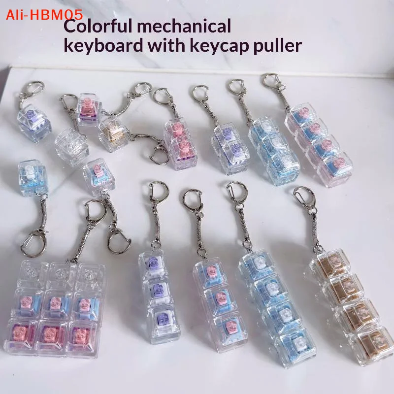 (HB05)1/2/3/4/9 Key Keyboard  Toys Crystal Keycap Keychain Stress Relief Fingertip Gadget Decompression Toys Clicker  Toy