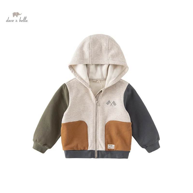 Dave Bella Children Boys Outerwear Autumn Winter Fashion Casual Hooded Cardigan Coat Top Cotton Outdoor Sport DB3236705