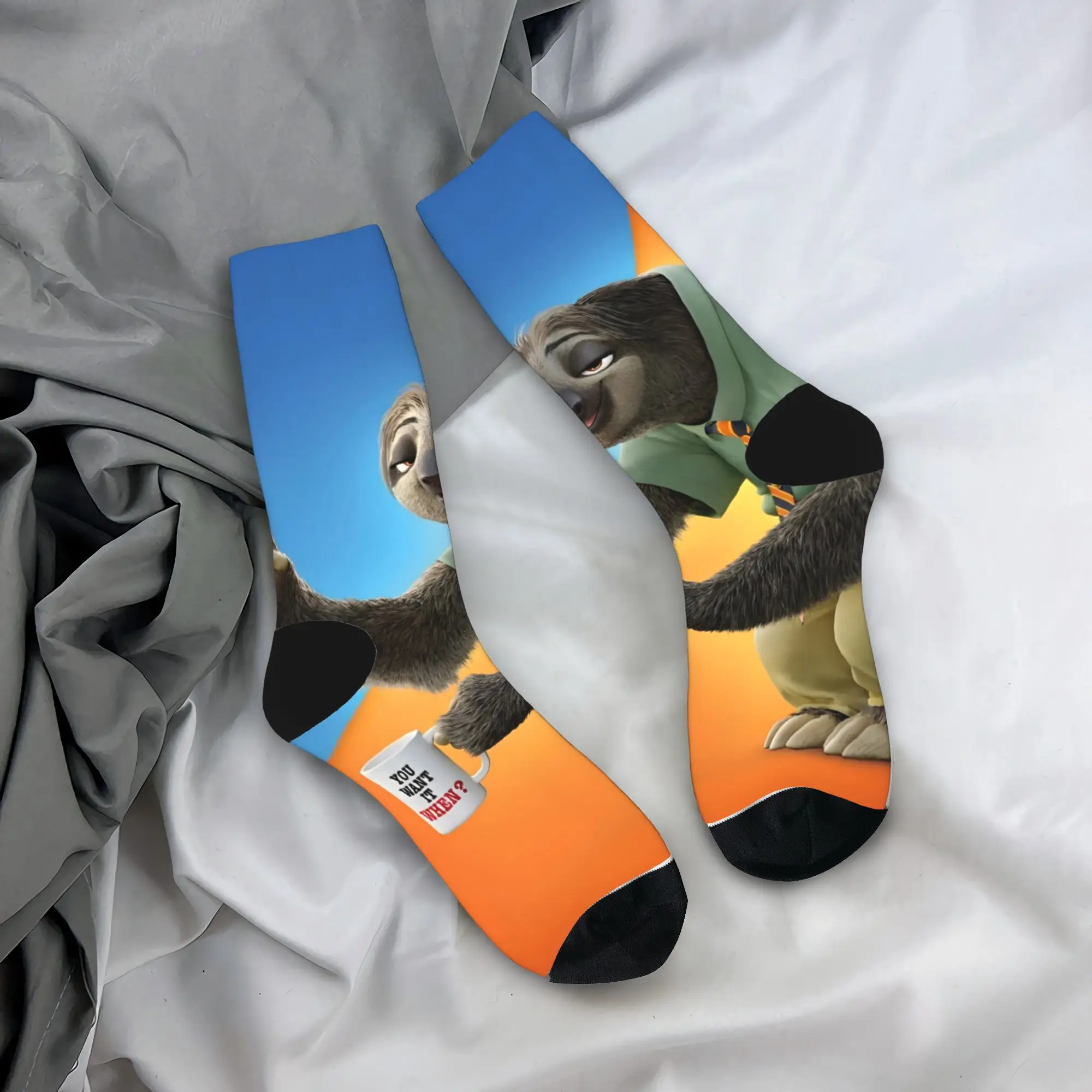 Adultos homens meias anime zootopia dos desenhos animados meias primavera gótico quente macio meias gráfico skate não deslizamento meias