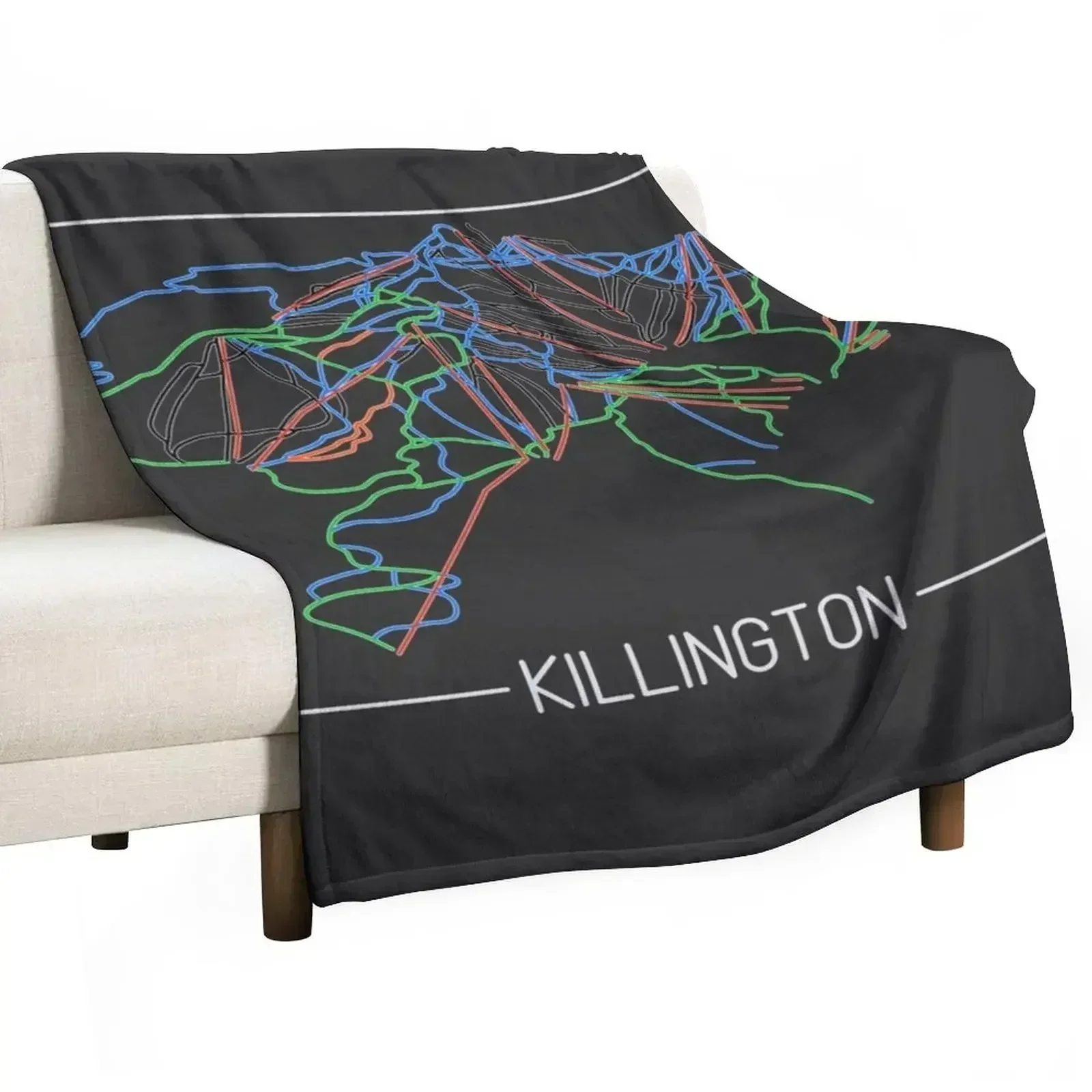 

Killington Trail Rating Map Throw Blanket For Decorative Sofa Large blankets ands Moving Blankets