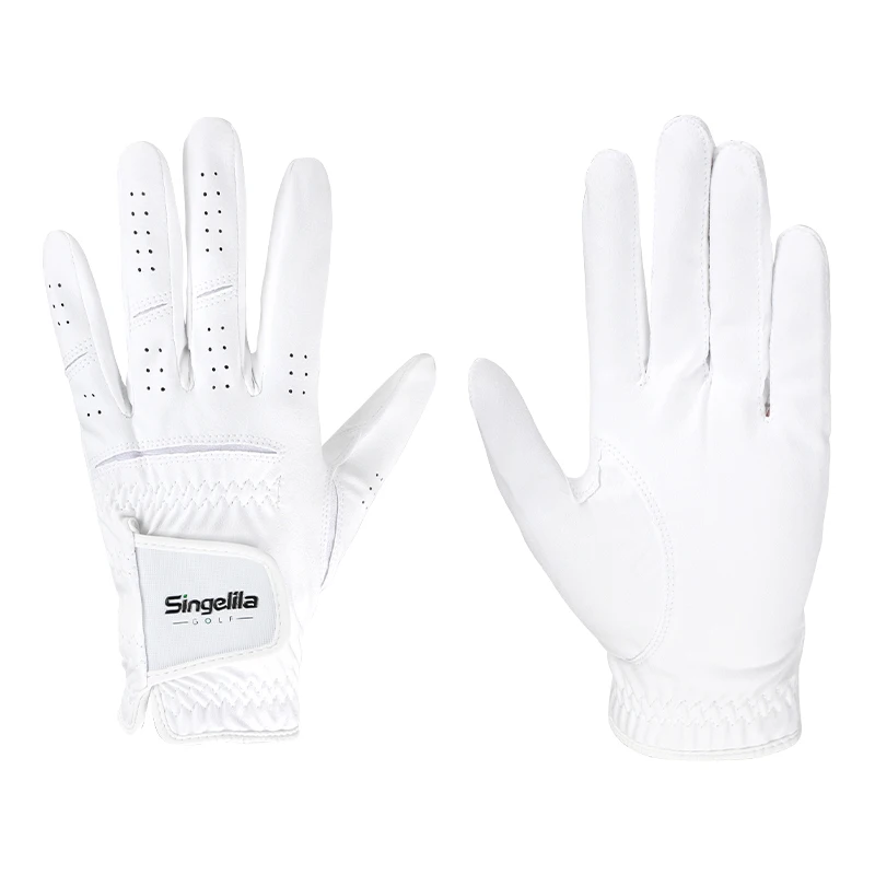 Singelila Golf Gloves Men\'s Gloves Left/Right Hand Soft White Dark Grey Swing Training Granules Breathable Namib Gloves