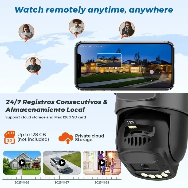 كاميرا مراقبة لاسلكية واي فاي 5K 10MP عدسة مزدوجة 360 شاشة مزدوجة عن بعد تكبير رقمي خارجي AI تتبع الحماية الأمنية